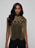 Axis Line Cape Beaded Luxury Dressy Evening Shawl Wrap Black Gold