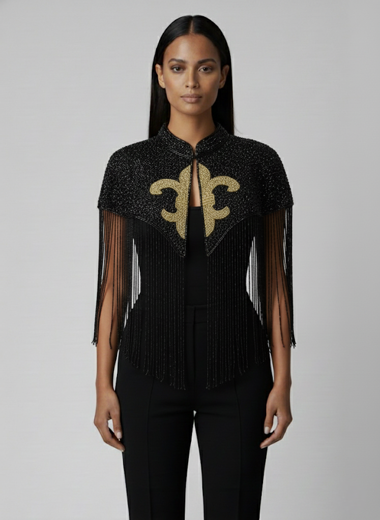 Maison Fleur de Lis New Orleans Saints Cape beaded fringed