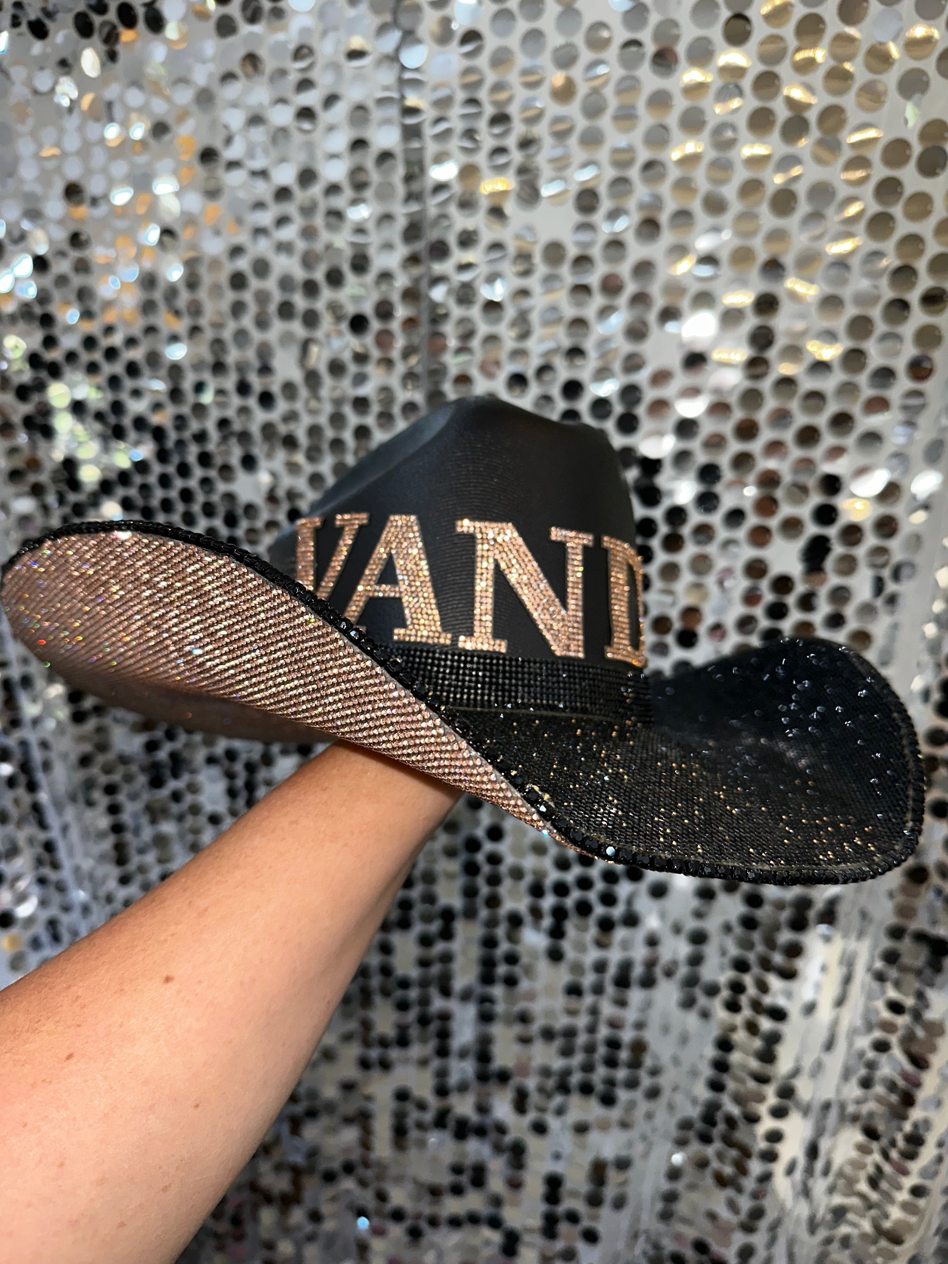 Vanderbilt Commodores Vandy Cowboy Hat Rhinestone Crystals Bling