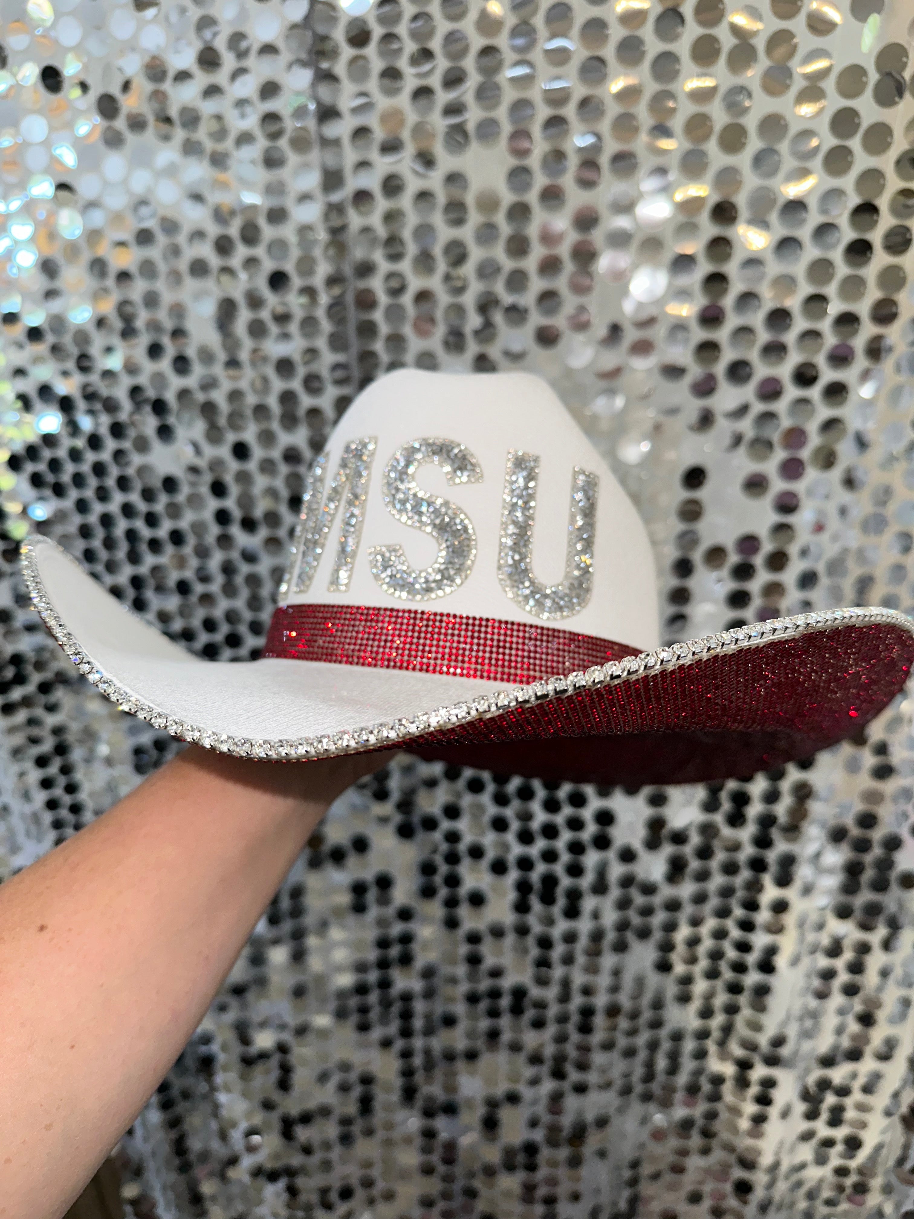 Mississippi State University Bulldogs MSU Cowboy Hat Rhinestone Crystals Bling