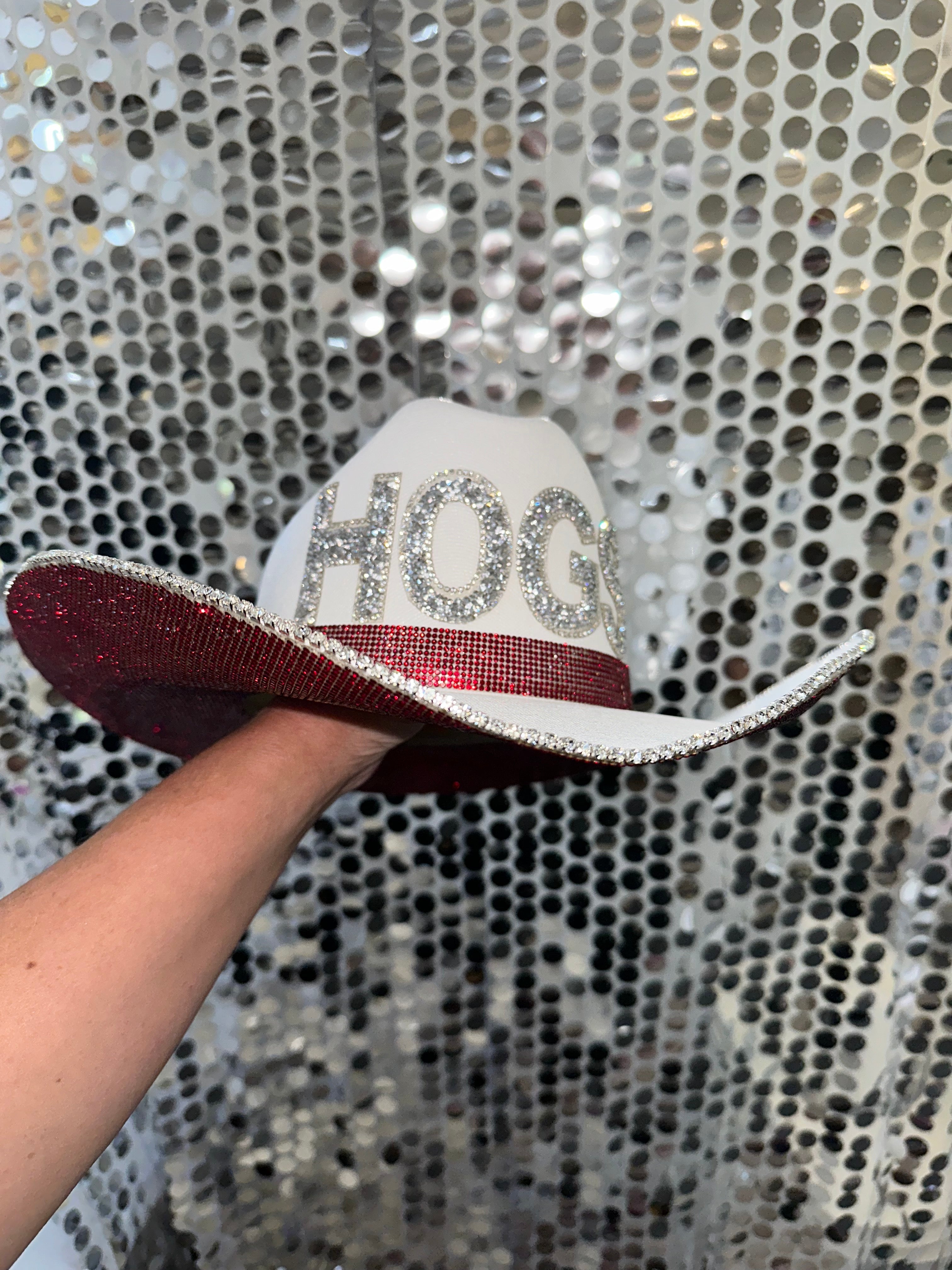 University of Arkansas Razorbacks Hogs Rhinestone Cowboy Hat Bling crystals