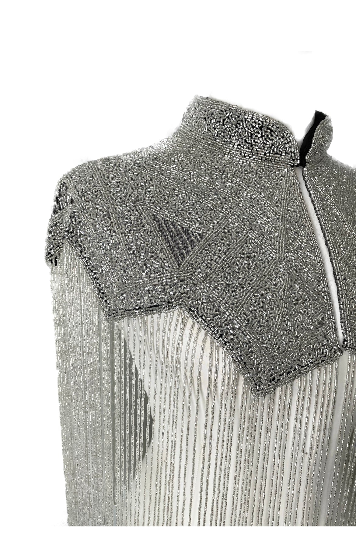 Argent Line Cape Wrap Shawl Beaded Evening Formal Silver