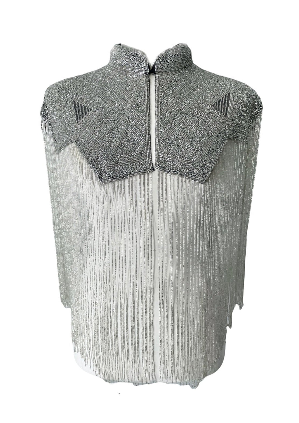 Argent Line Cape Wrap Shawl Beaded Evening Formal Silver