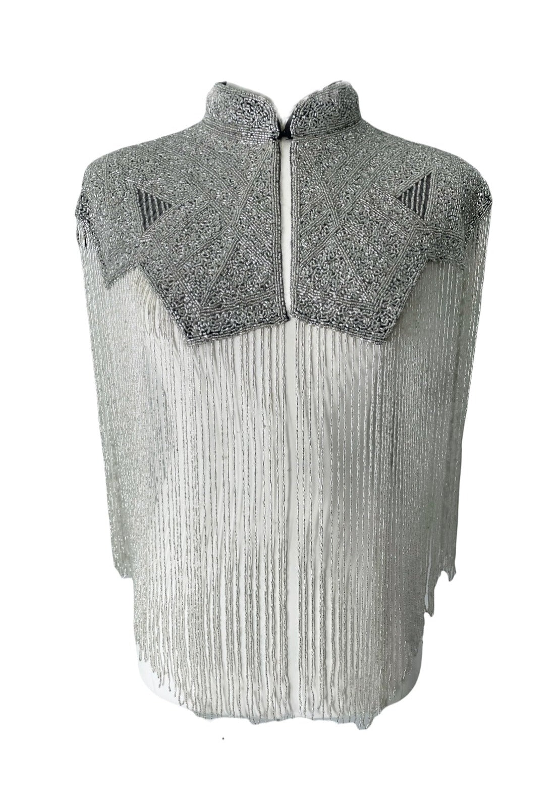 Argent Line Cape Wrap Shawl Beaded Evening Formal Silver