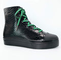Michaela V Lucra Ladies Black Italian Leather hi-top Sneakers