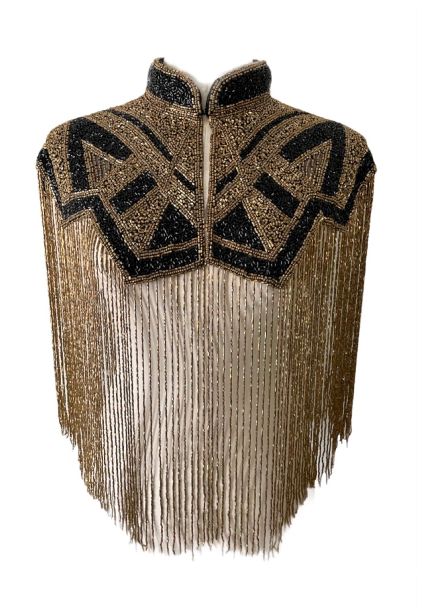 Axis Line Cape Beaded Luxury Dressy Evening Shawl Wrap Black Gold
