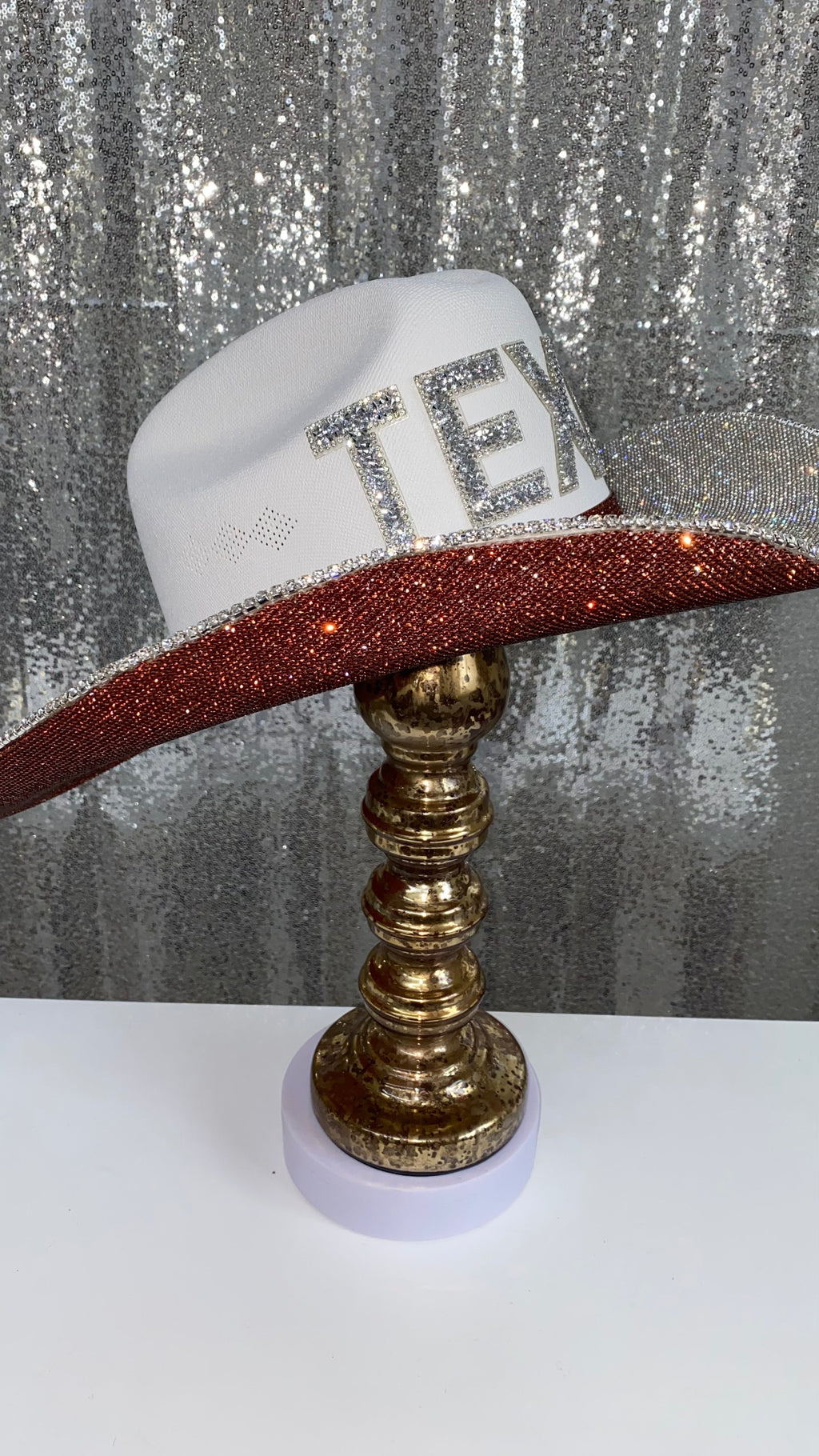 Texas Longhorns Cowboy Hat Rhinestone crystals Bling Custom