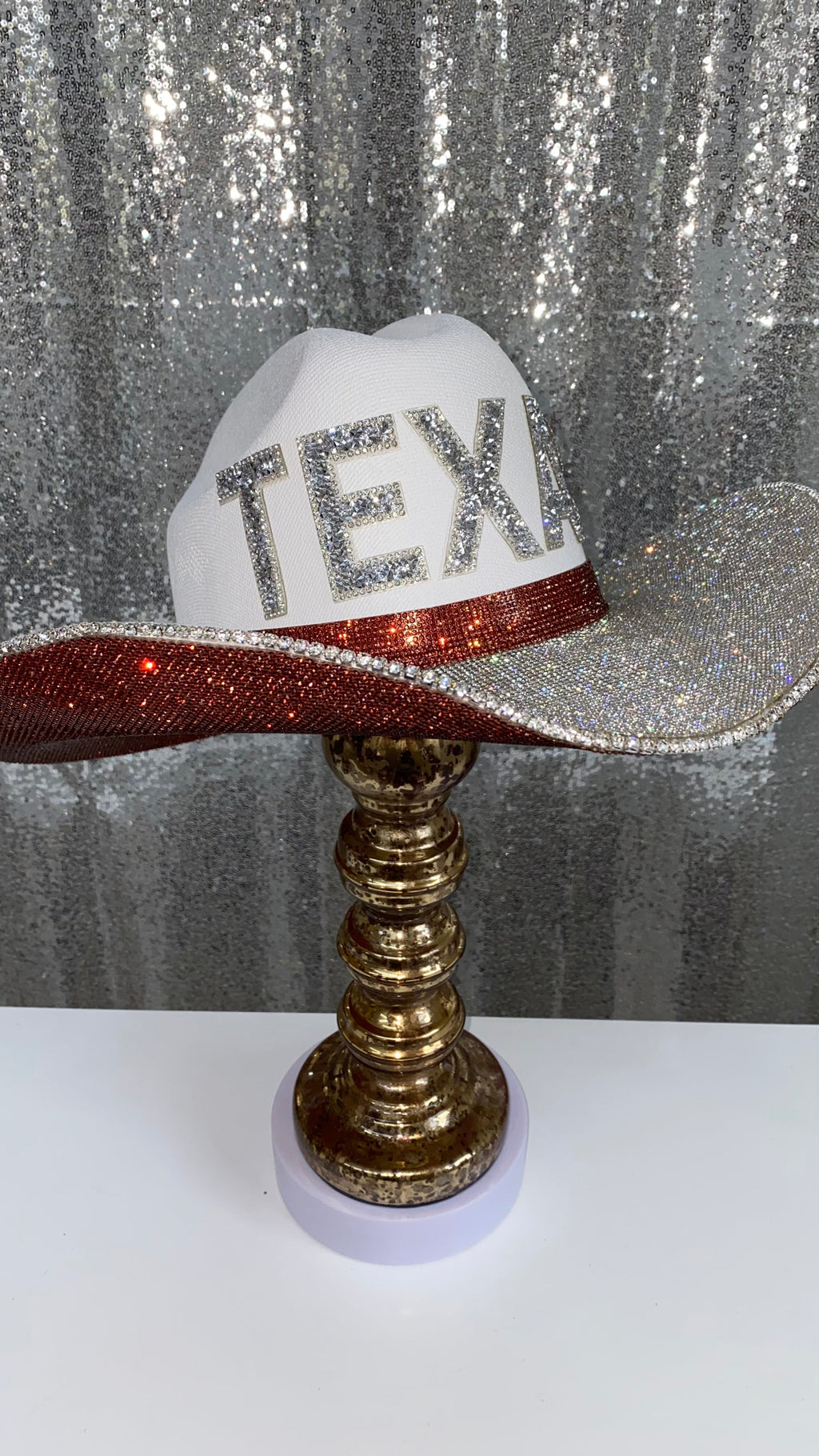 Texas Longhorns Cowboy Hat Rhinestone crystals Bling Custom