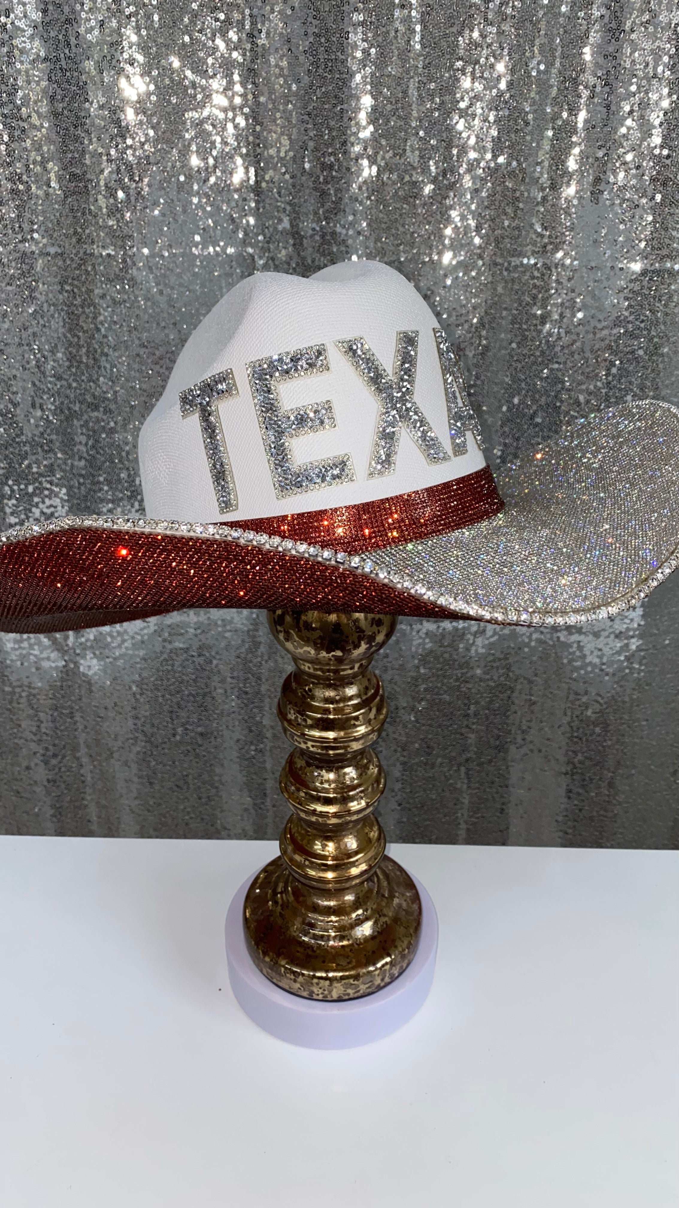 Texas Longhorns Cowboy Hat Rhinestone crystals Bling Custom