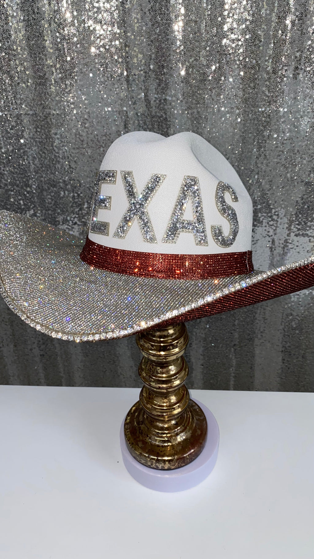 Texas Longhorns Cowboy Hat Rhinestone crystals Bling Custom