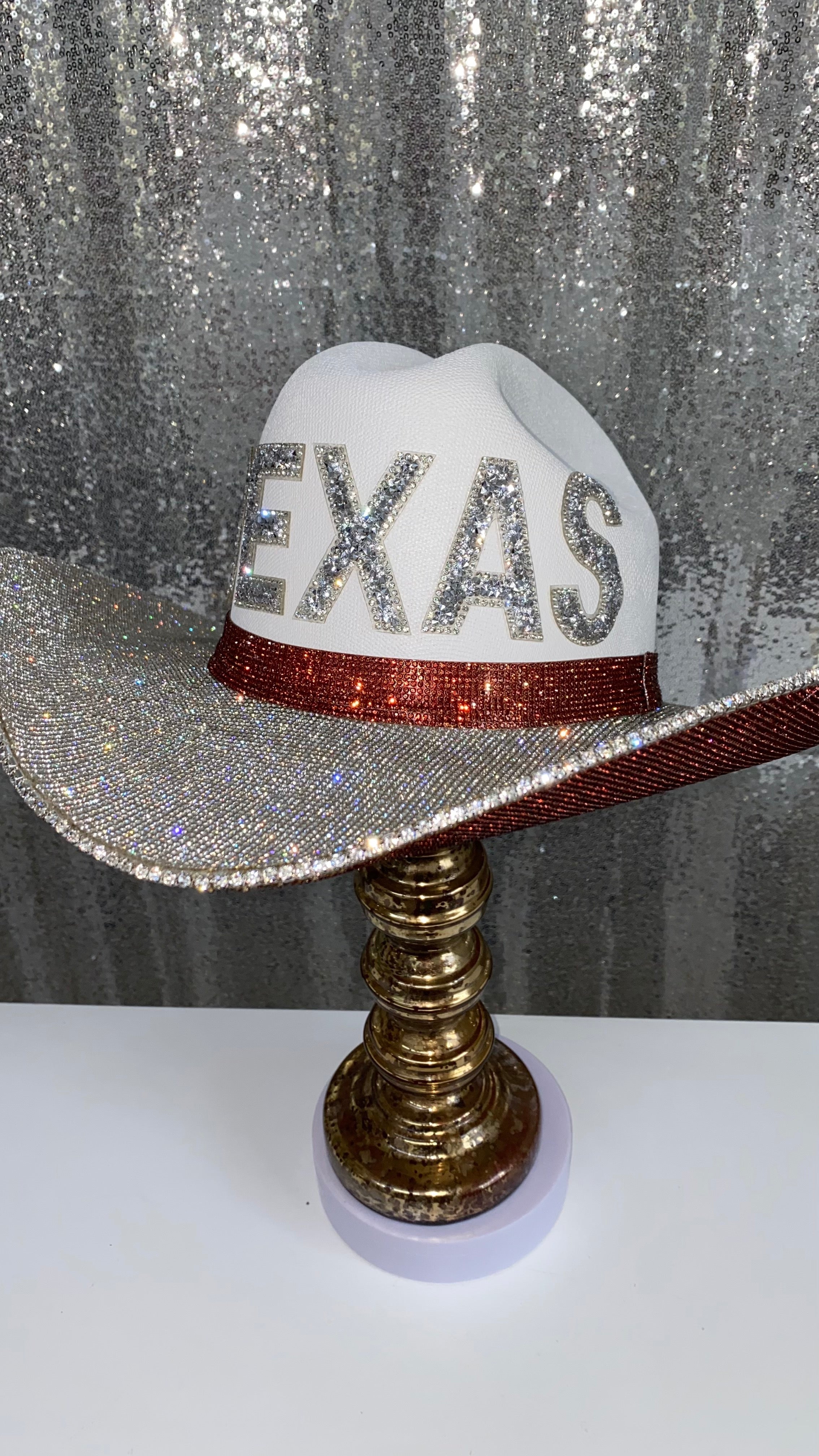 Texas Longhorns Cowboy Hat Rhinestone crystals Bling Custom