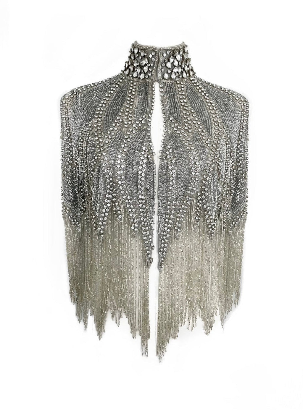 Argenté Cascade Cape Silver Black Party Formal Evening