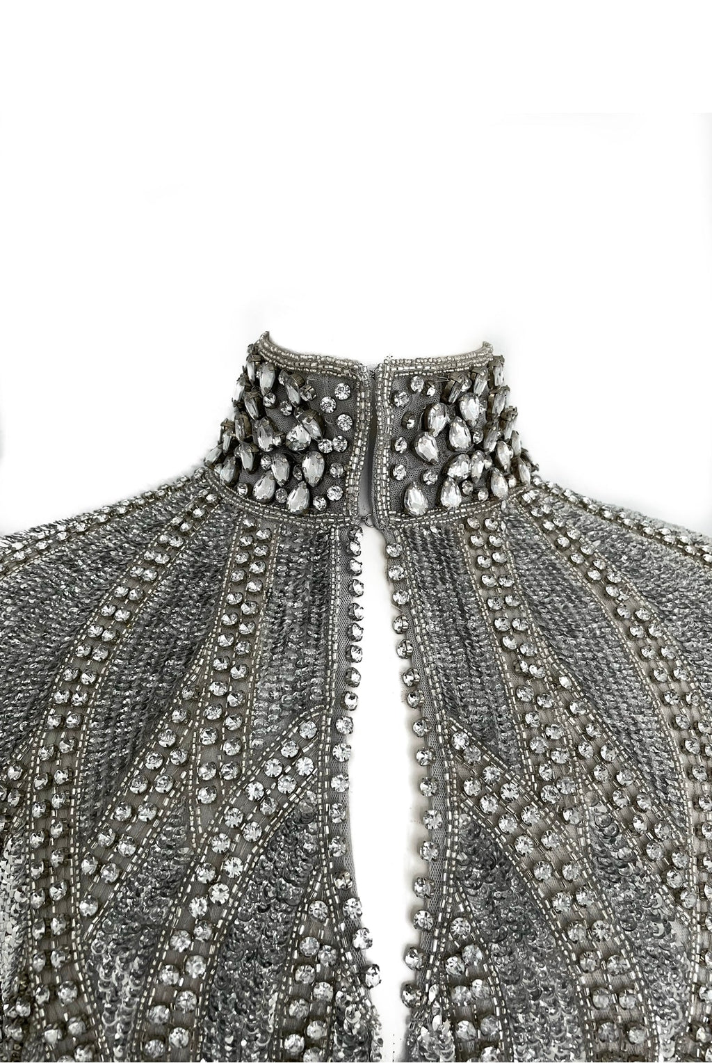 Argenté Cascade Cape Silver Black Party Formal Evening