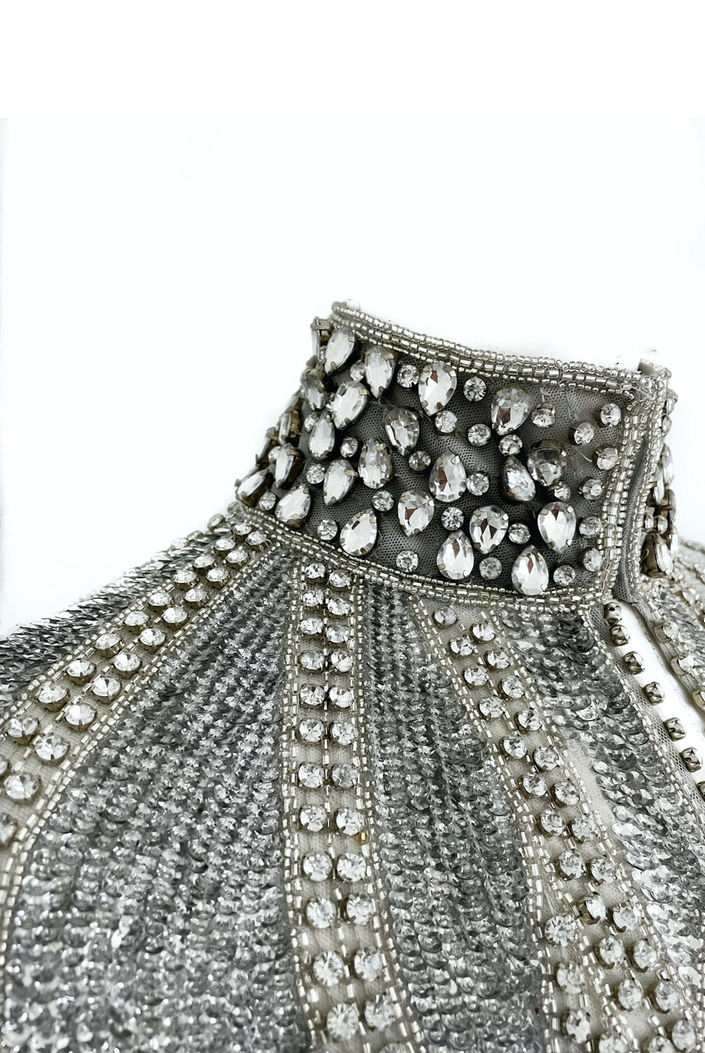 Argenté Cascade Cape Silver Black Party Formal Evening