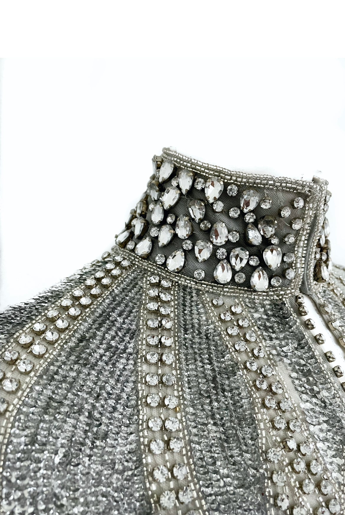 Argenté Cascade Cape Silver Black Party Formal Evening