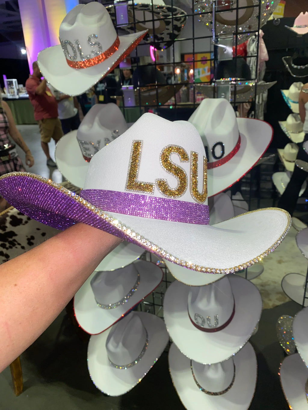 LSU Tigers Cowboy HAT Louisiana Rhinestones Crystal Bling Custom