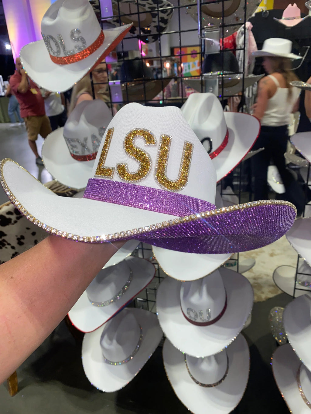 LSU Tigers Cowboy HAT Louisiana Rhinestones Crystal Bling Custom
