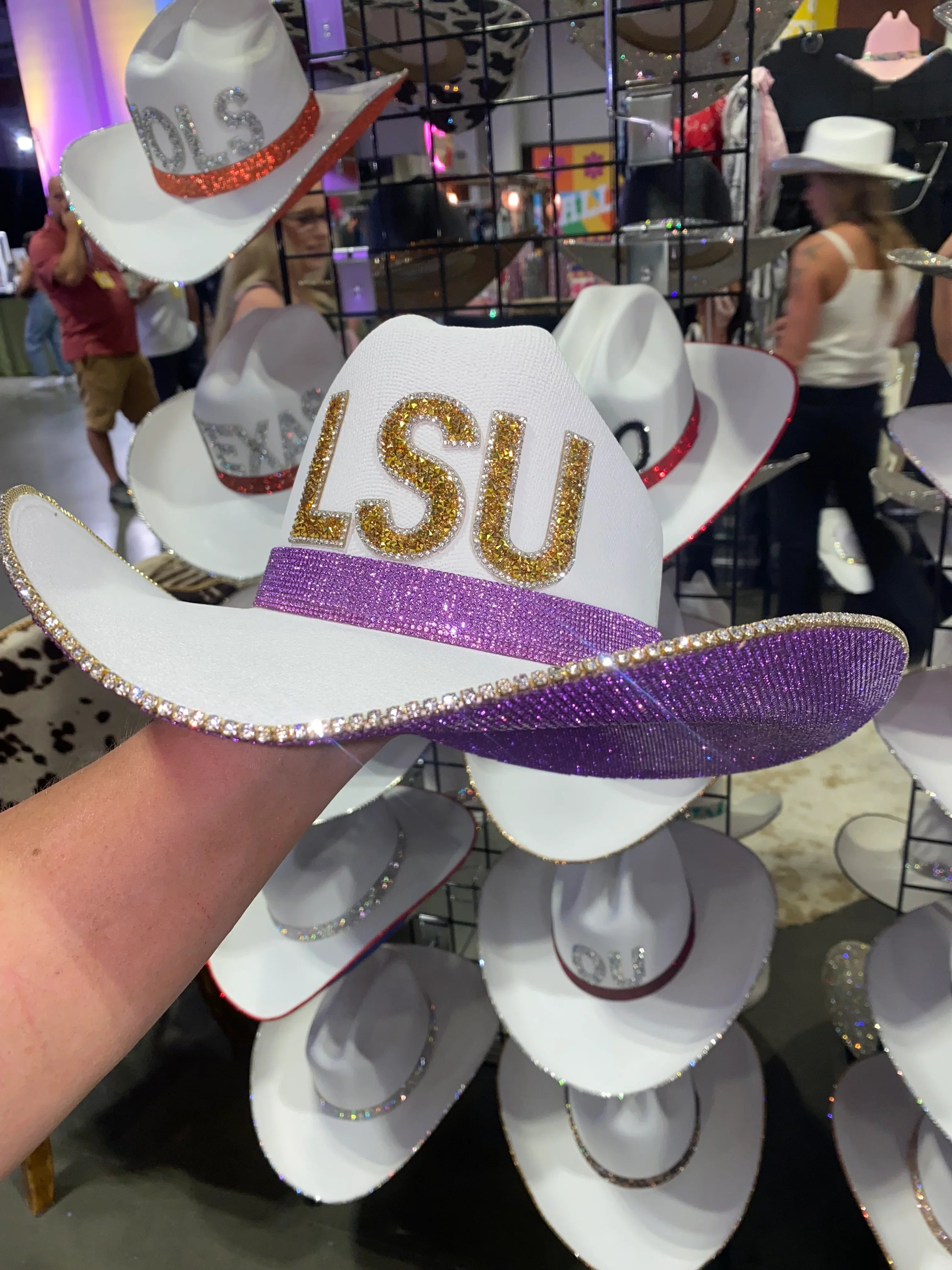 LSU Tigers Cowboy HAT Louisiana Rhinestones Crystal Bling Custom
