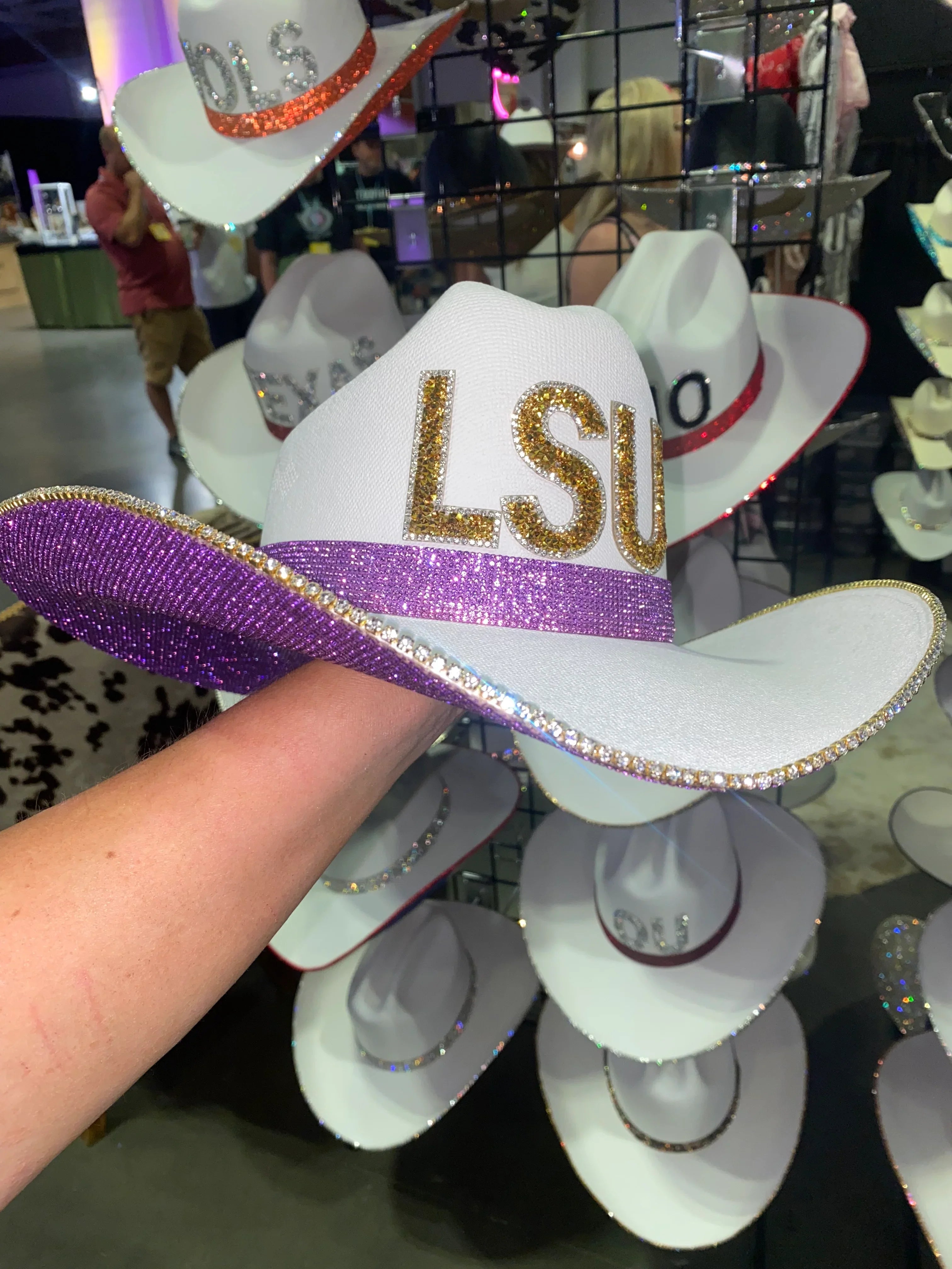 LSU Tigers Cowboy HAT Louisiana Rhinestones Crystal Bling Custom