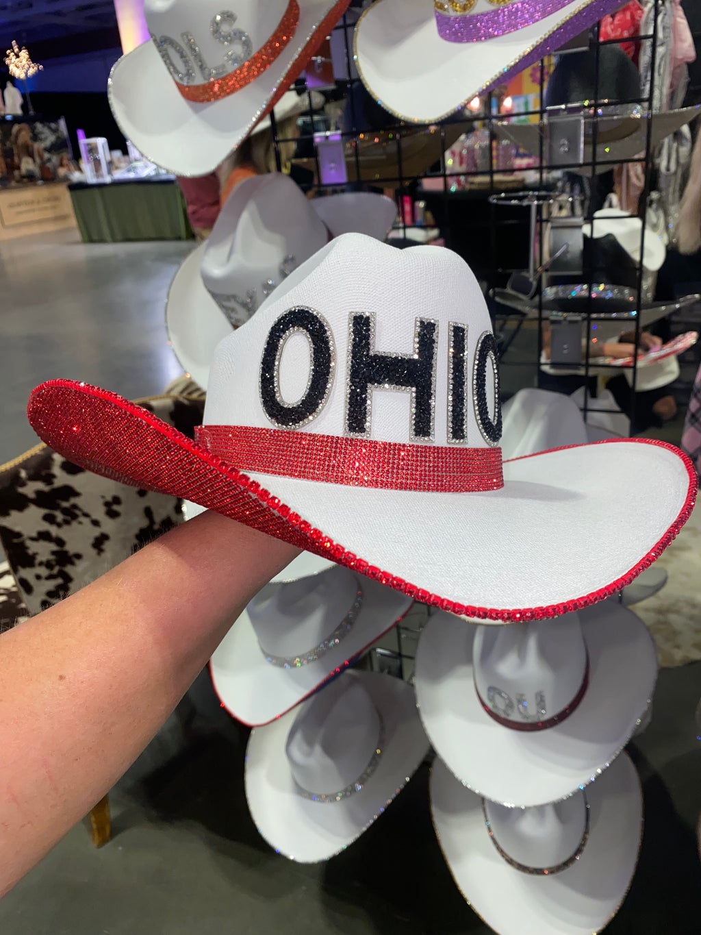 Ohio State University Buckeyes Cowboy Hat Rhinestone Crystals Bling
