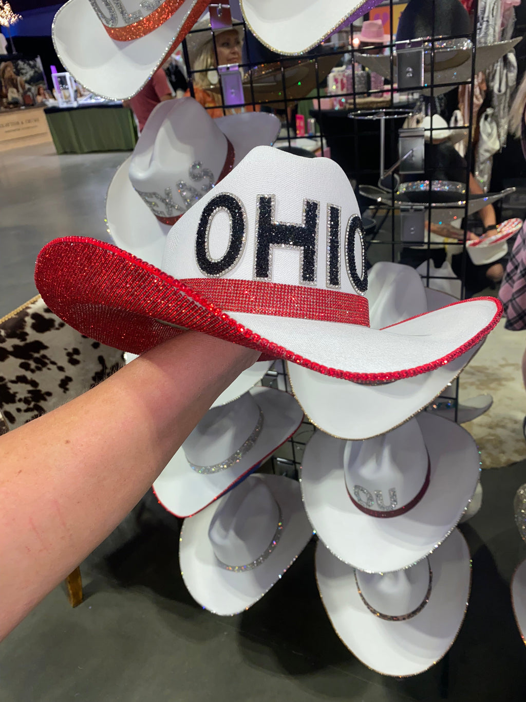 Ohio State University Buckeyes Cowboy Hat Rhinestone Crystals Bling
