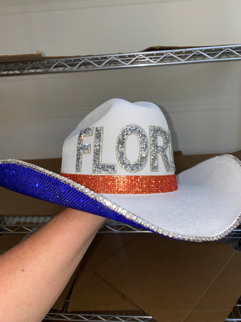 University of Florida UF Gators Cowboy Hat Rhinestone Crystals Bling Custom
