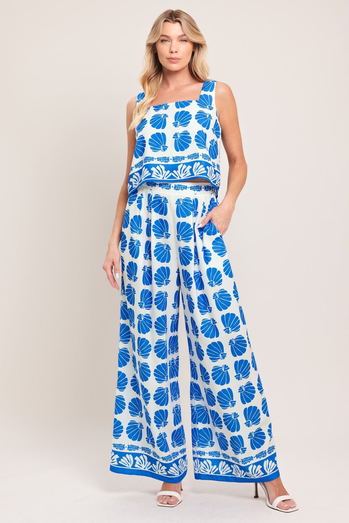 ISLAND SHELL WOVEN TOP AND PANT SET 2PC Set Flying Tomato Summer Resort