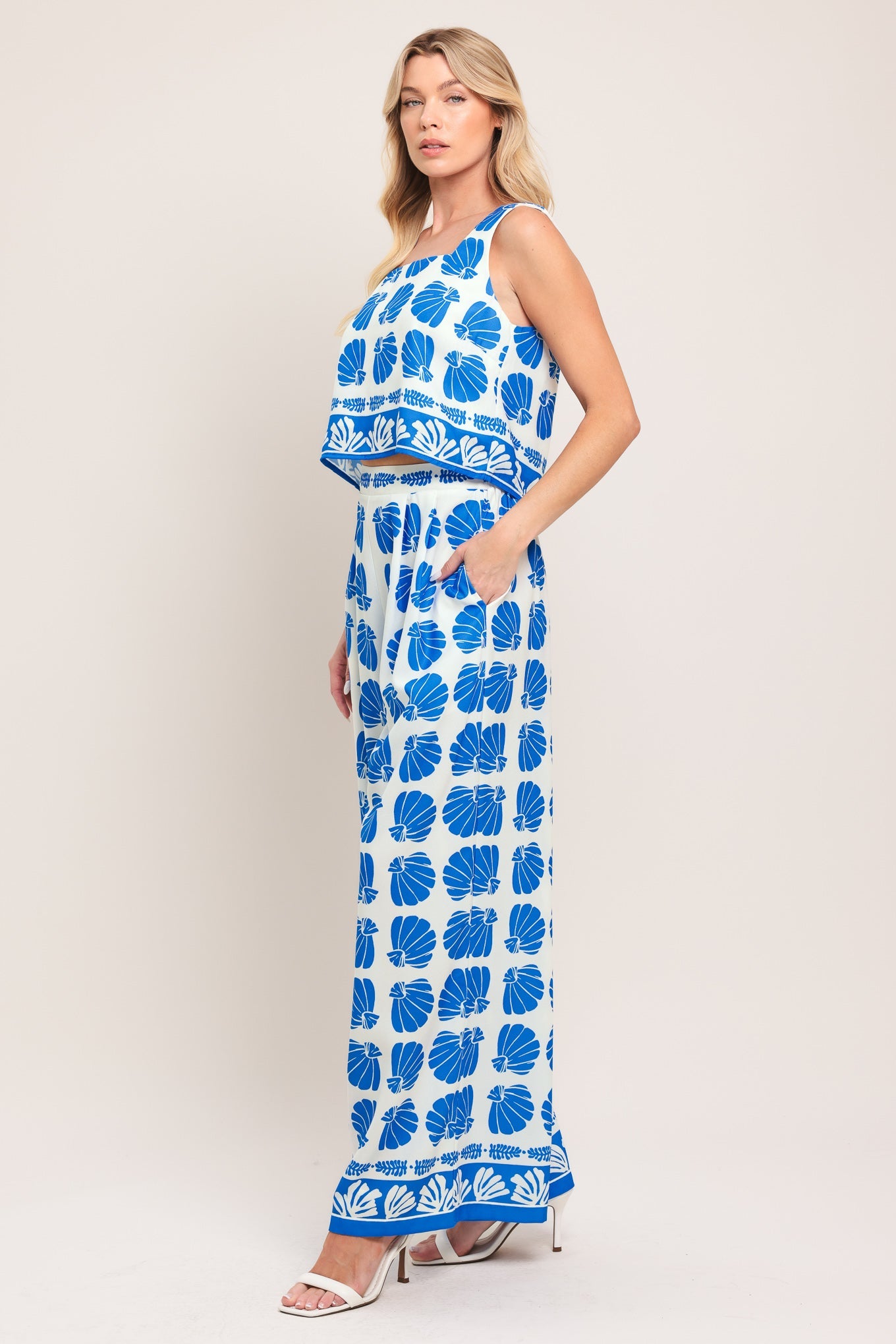 ISLAND SHELL WOVEN TOP AND PANT SET 2PC Set Flying Tomato Summer Resort