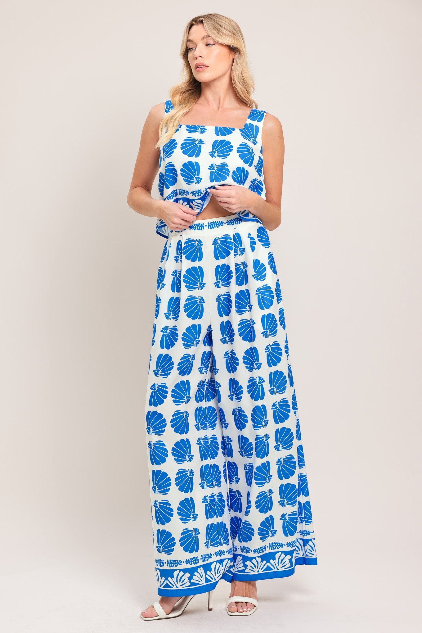 ISLAND SHELL WOVEN TOP AND PANT SET 2PC Set Flying Tomato Summer Resort