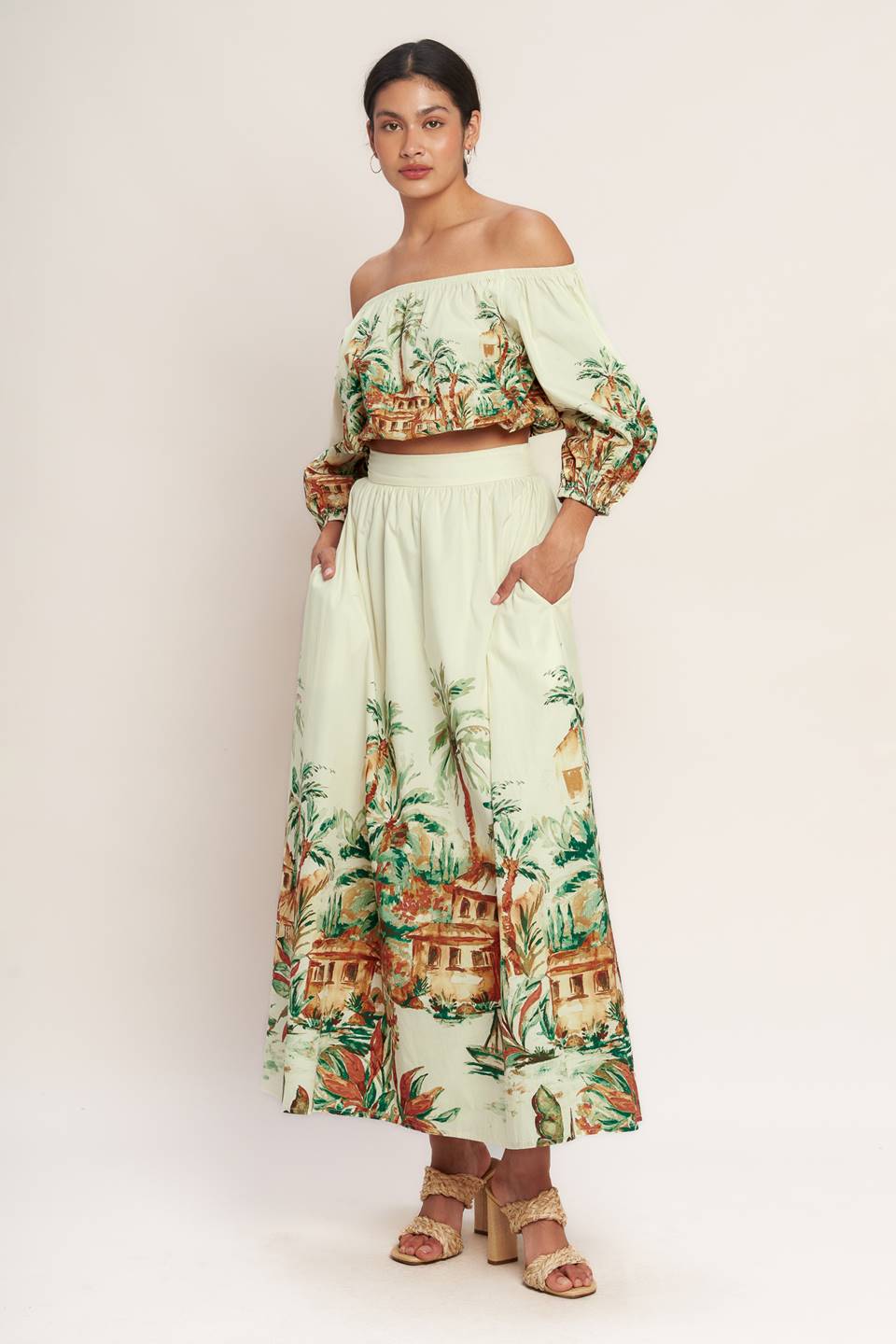 ISLAND TIME ONLY WOVEN CROP TOP Off-Shoulder Flying Tomato