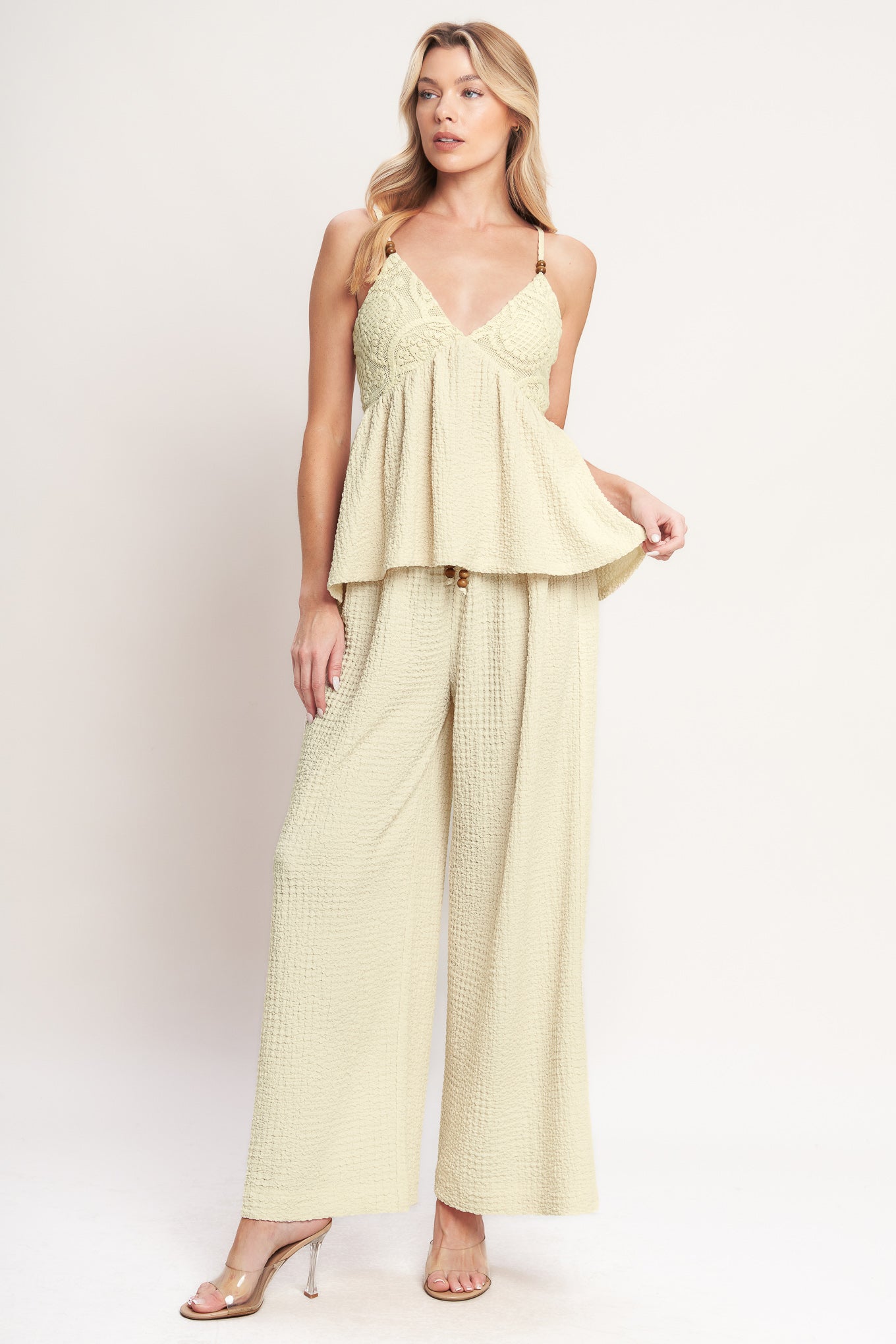 DESERT BLOOM WOVEN TOP Spaghetti Strap Cami Summer Flying Tomato Beach Lace