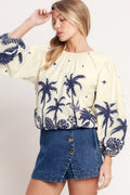 BOHO CONSTELLATION  WOVEN TOP Tropical Beach Resort Shirt Cruise