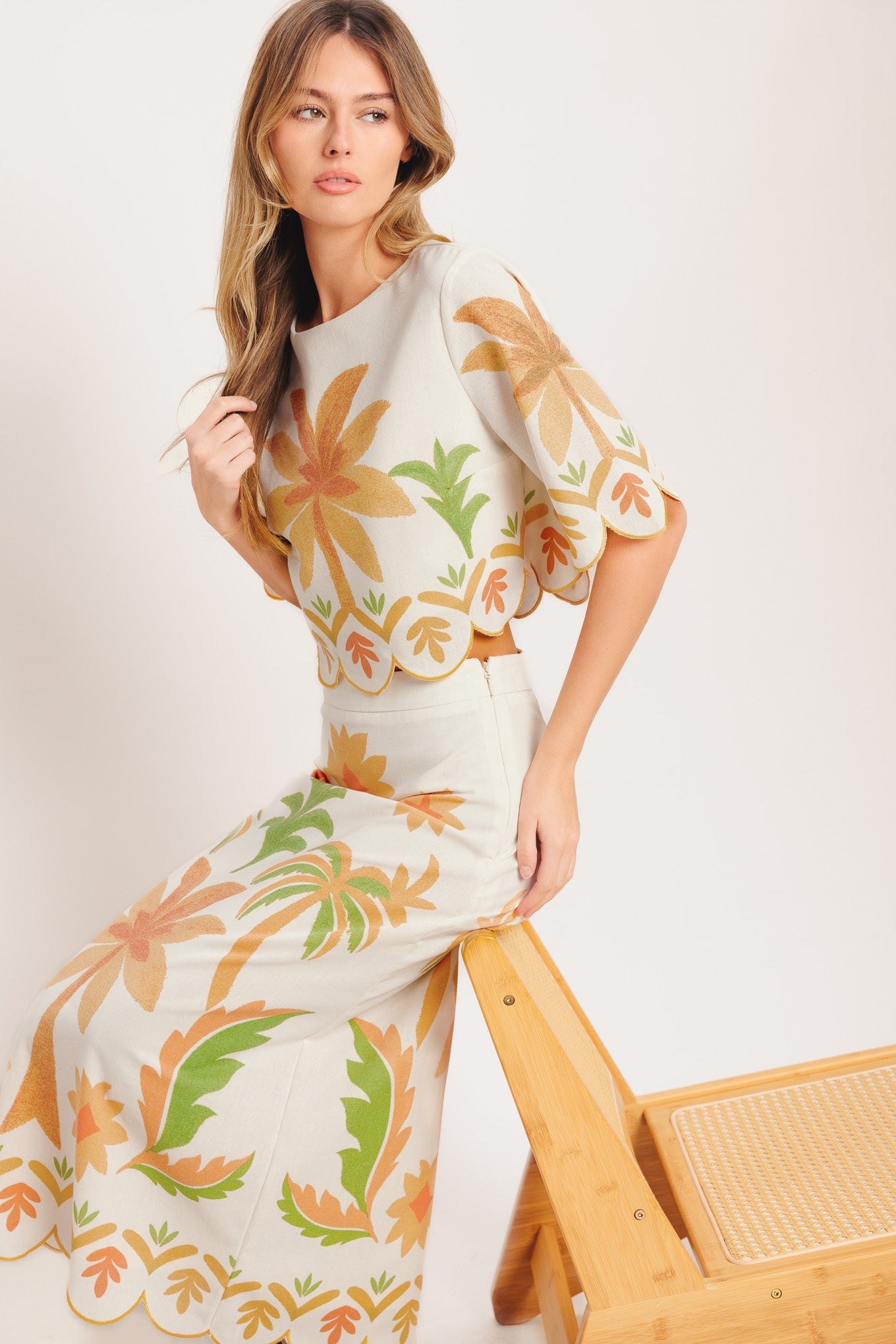 VINTAGE ISLAND WOVEN CROP TOP tropical beach resort linen Flying Tomato