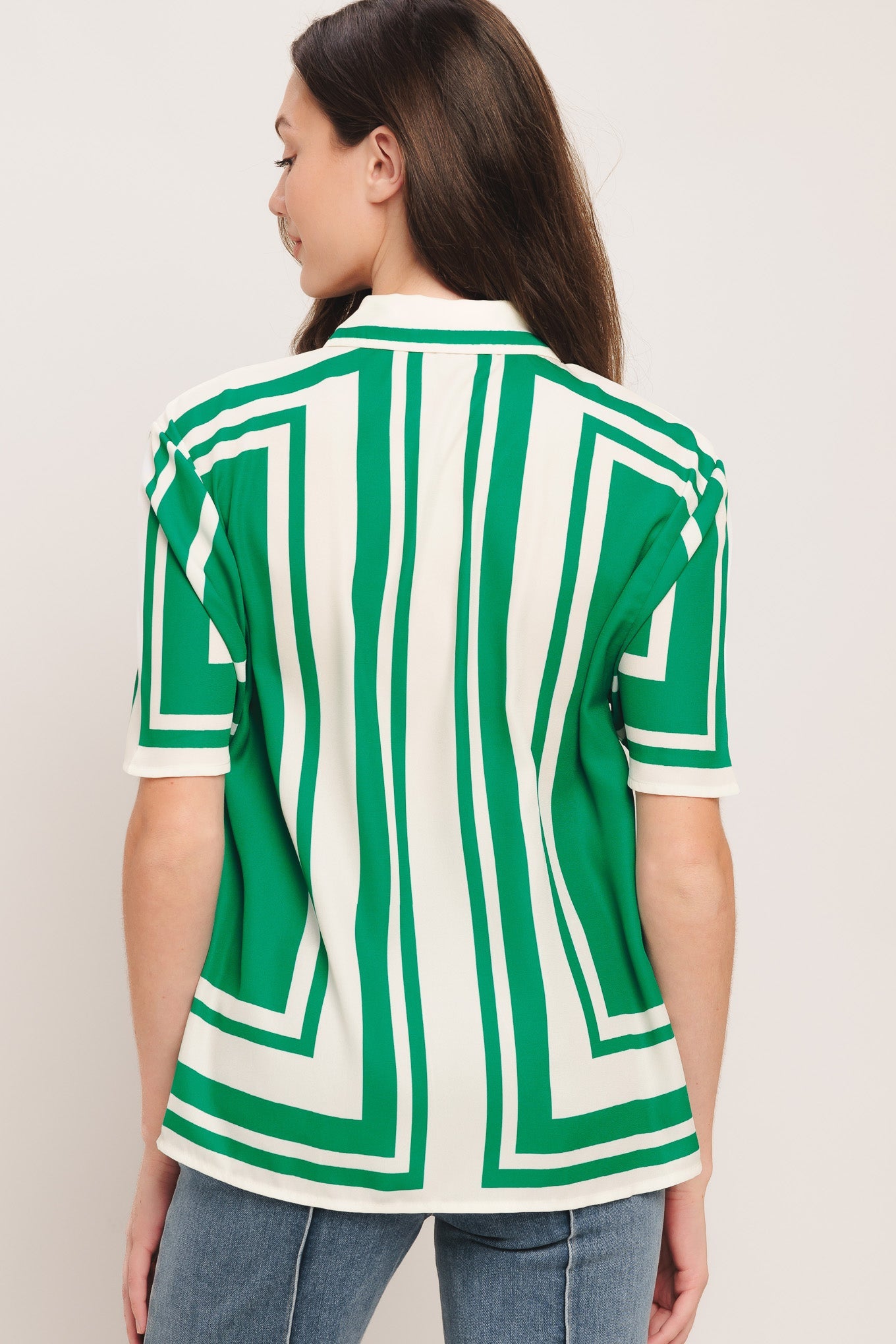 RIVIERA STRIPE WOVEN TOP Green Flying Tomato Shirt Summer