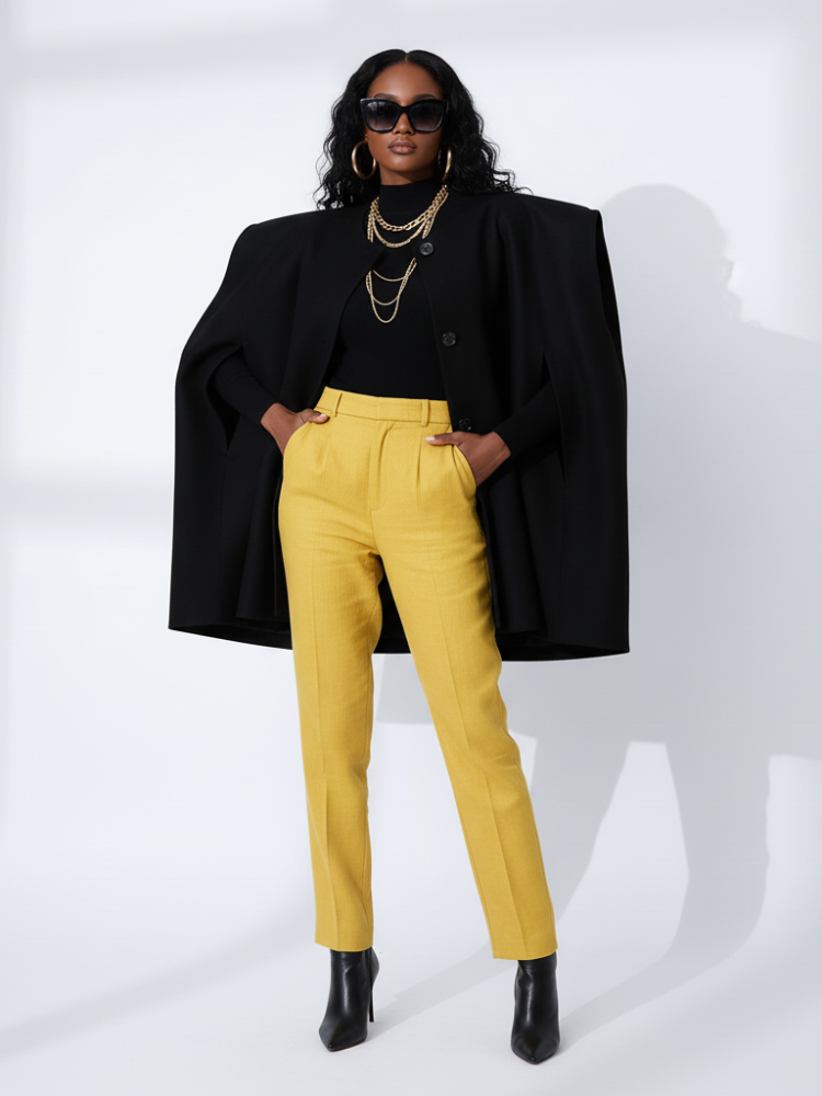 Black Woolen Hooded Cape, The Library | Women - BYMANYC ® New York