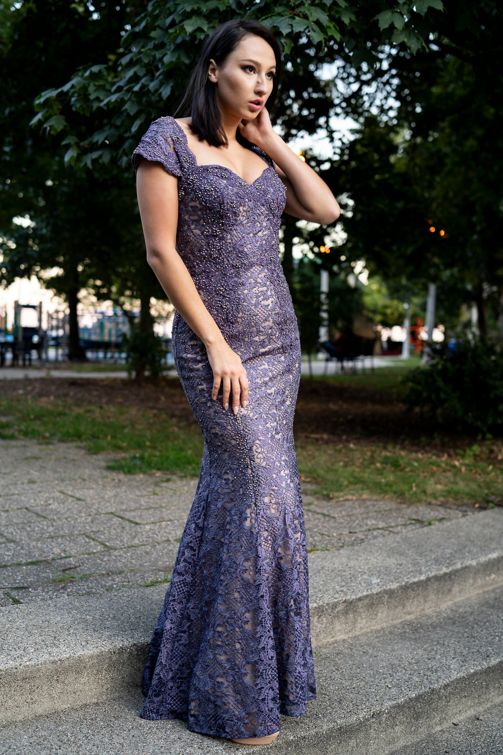 Lara 33491 - Fitted Lace Mermaid Gown OUTLET MOB dress long formal MOG New York