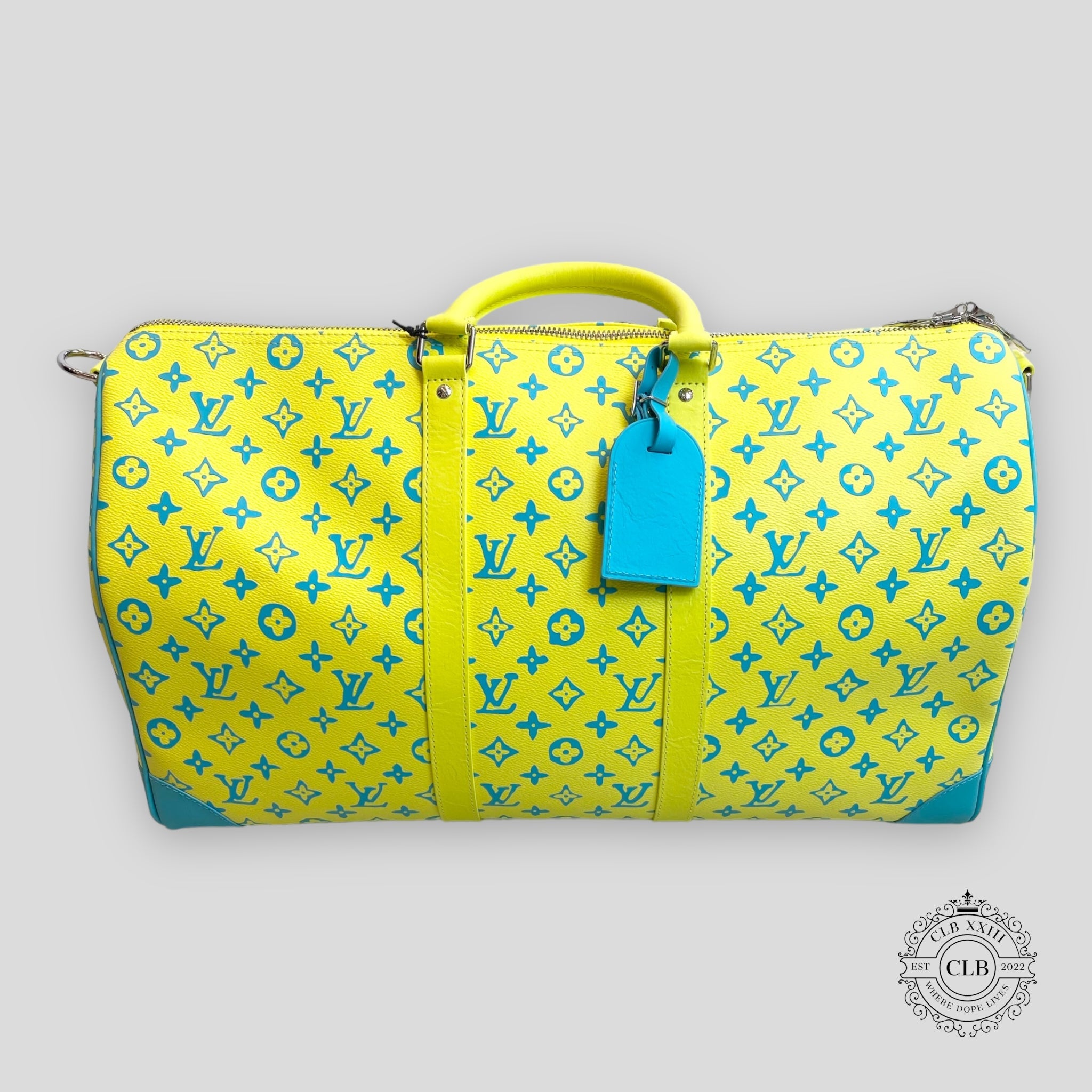 Louis Vuitton Lime Green Monogram Keepall Bandouliere 50 New luggage duffel bag lock key