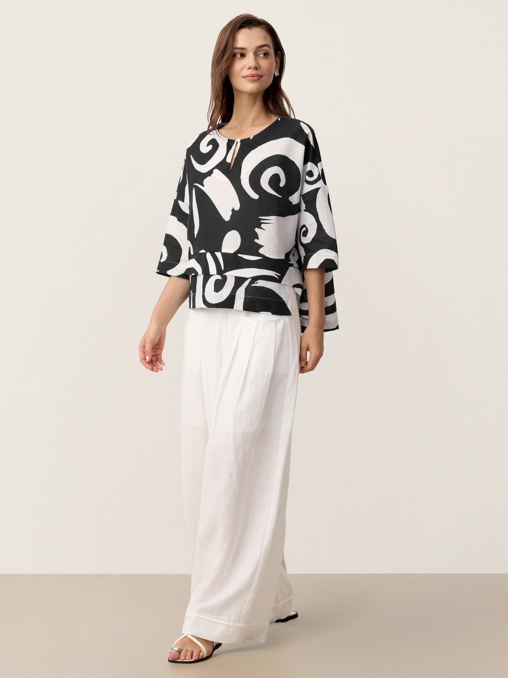 Linen Layered Asymmetric Top NOREEN loose fit shirt blouse
