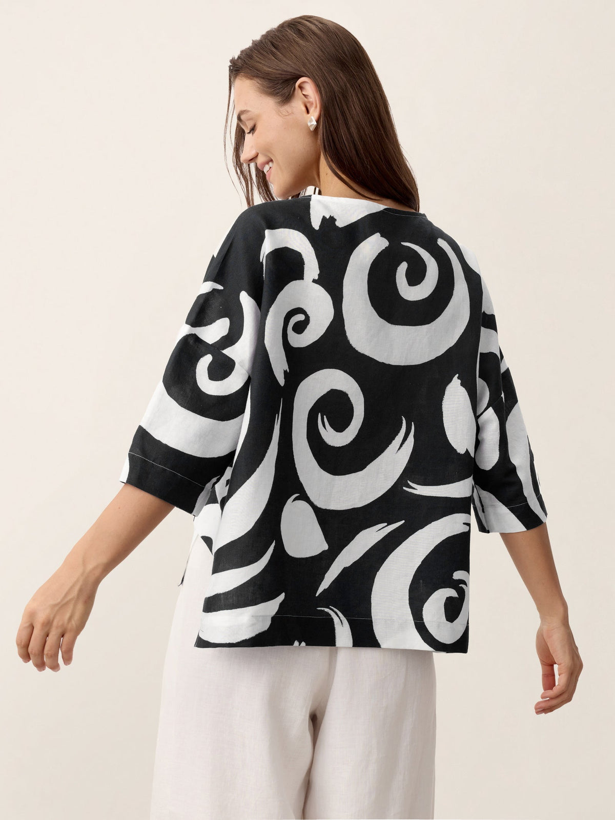 Linen Layered Asymmetric Top NOREEN loose fit shirt blouse