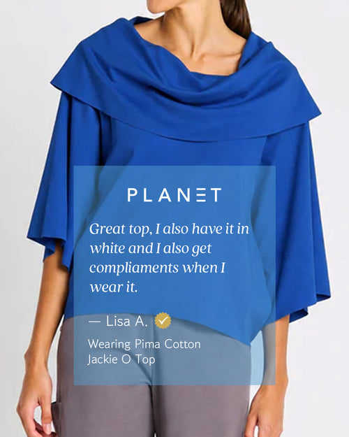 Pima Cotton Jackie O Top - Cornflower blue ladies PLANET by Lauren G soft cowl neck
