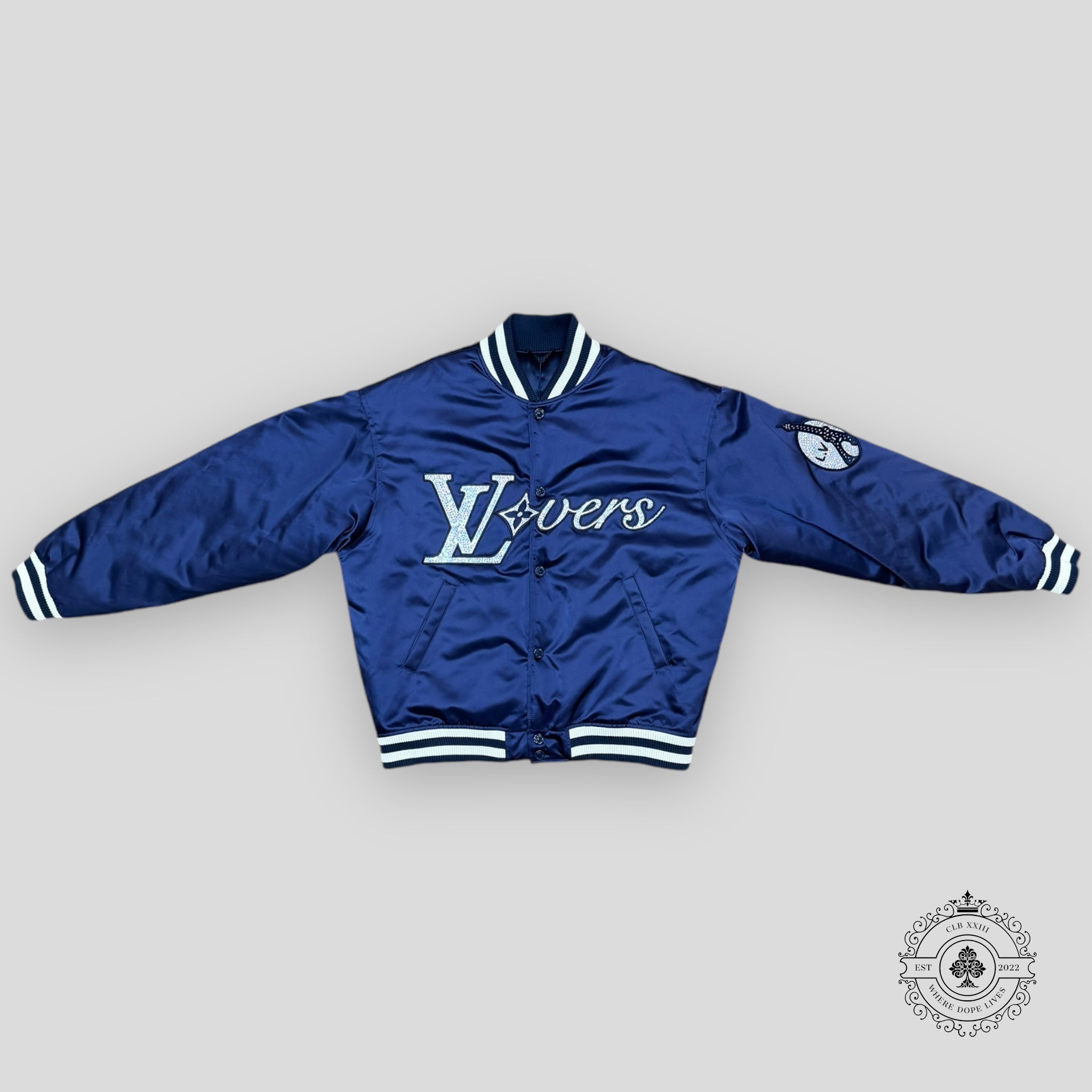 Louis Vuitton LV Lovers Baseball Varsity Jacket in Navy coat men's 52