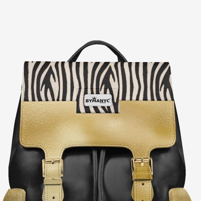 Luxury Vegan Backpack ZEBRA GOLD EDGE – BYMANYC ® New York designer bag