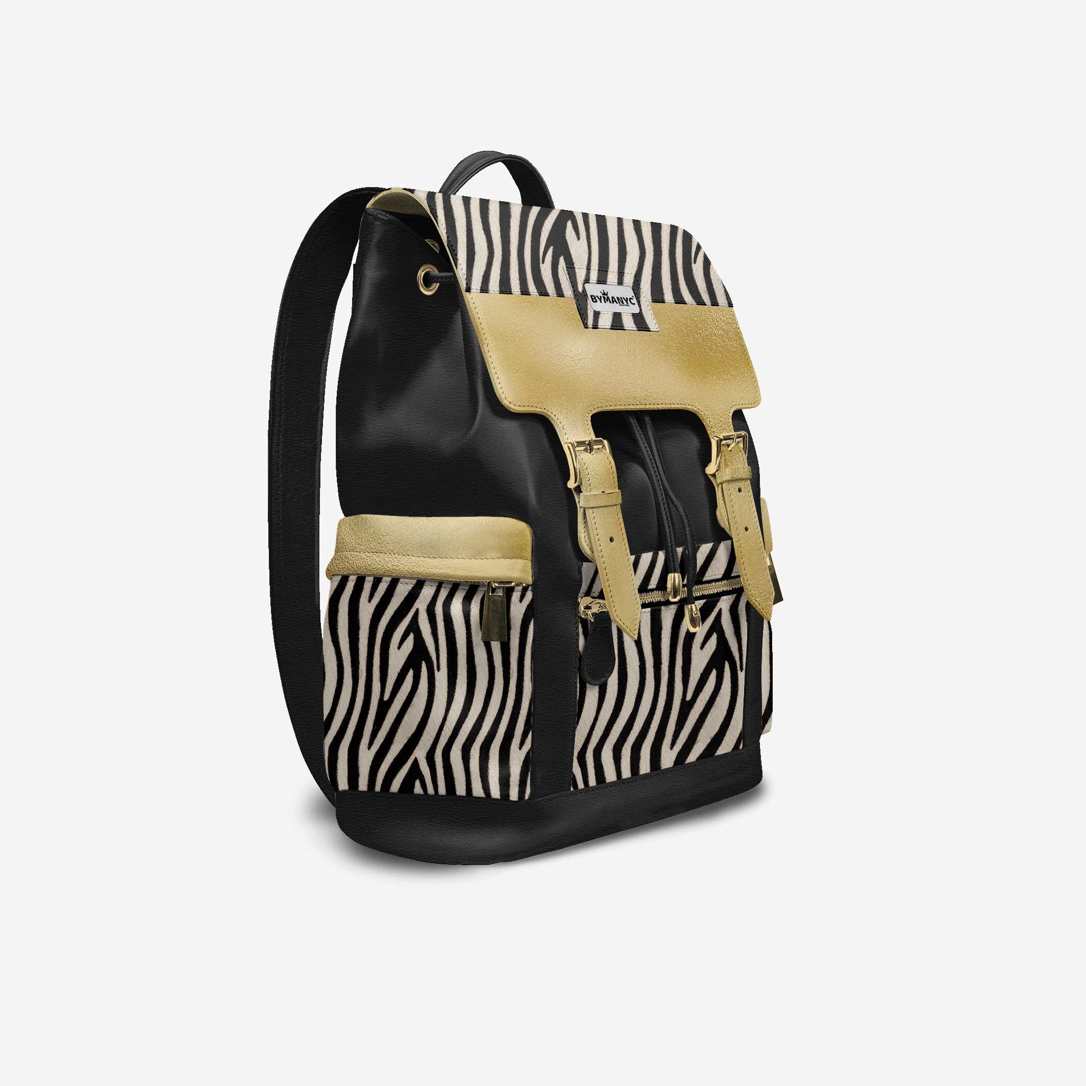 Luxury Vegan Backpack ZEBRA GOLD EDGE – BYMANYC ® New York designer bag