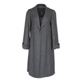 Worsted Wool Flannel Long Trench Coat Gray Ladies Elegant Outerwear