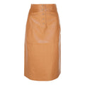 Glossy Brown Vegan Leather Pencil Skirt Ladies Knee