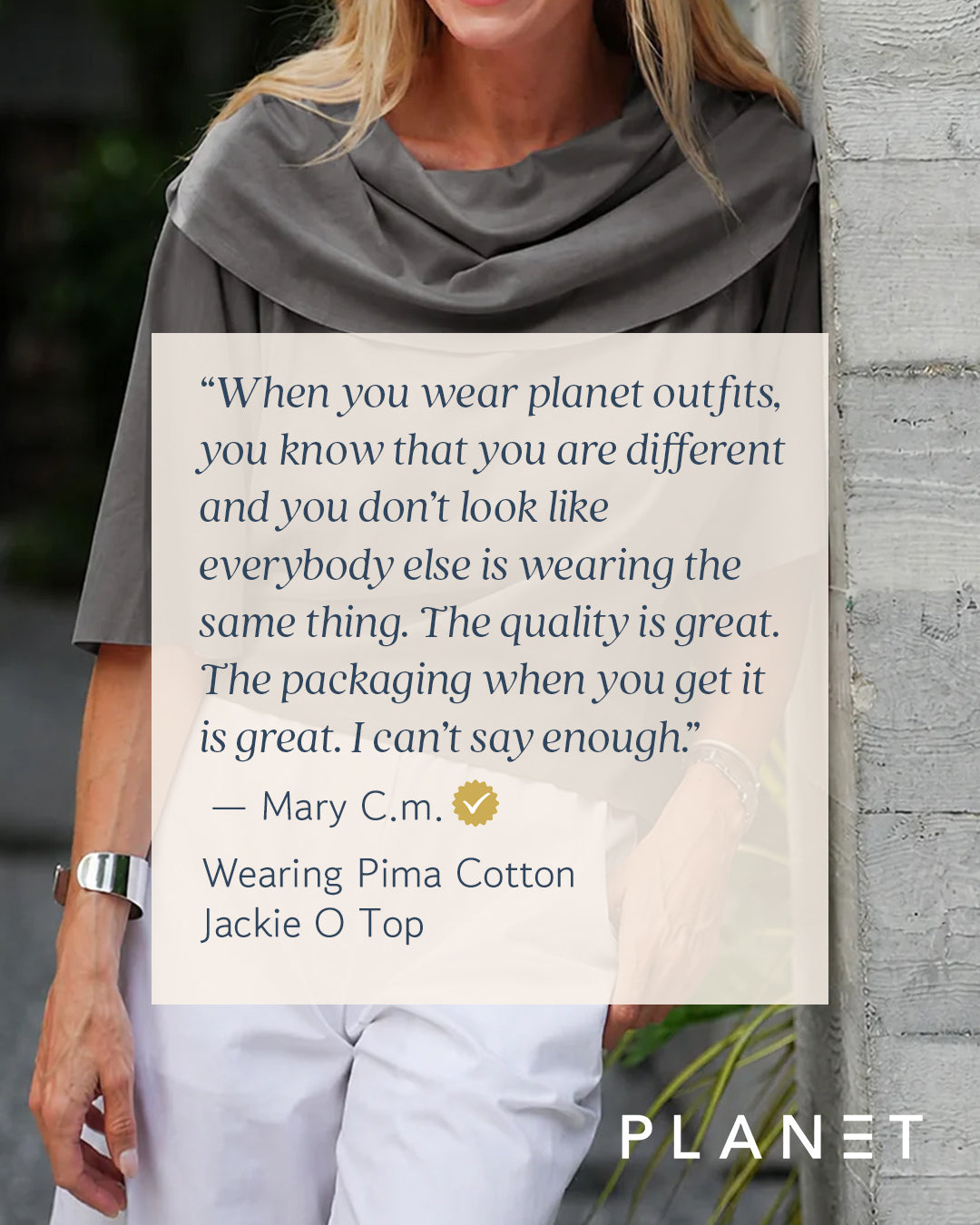 Pima Cotton Jackie O Top - Cornflower blue ladies PLANET by Lauren G soft cowl neck