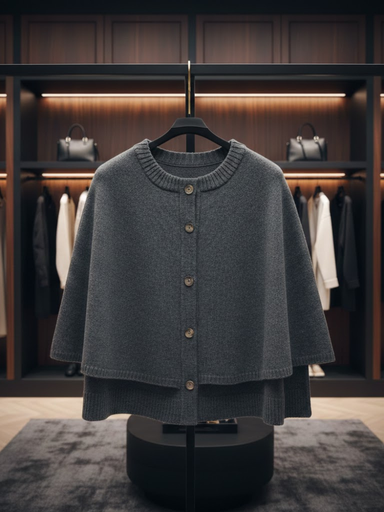 Modular Knit Cape-Jacket • MADISON New Collection BYMANYC ® New York Gray