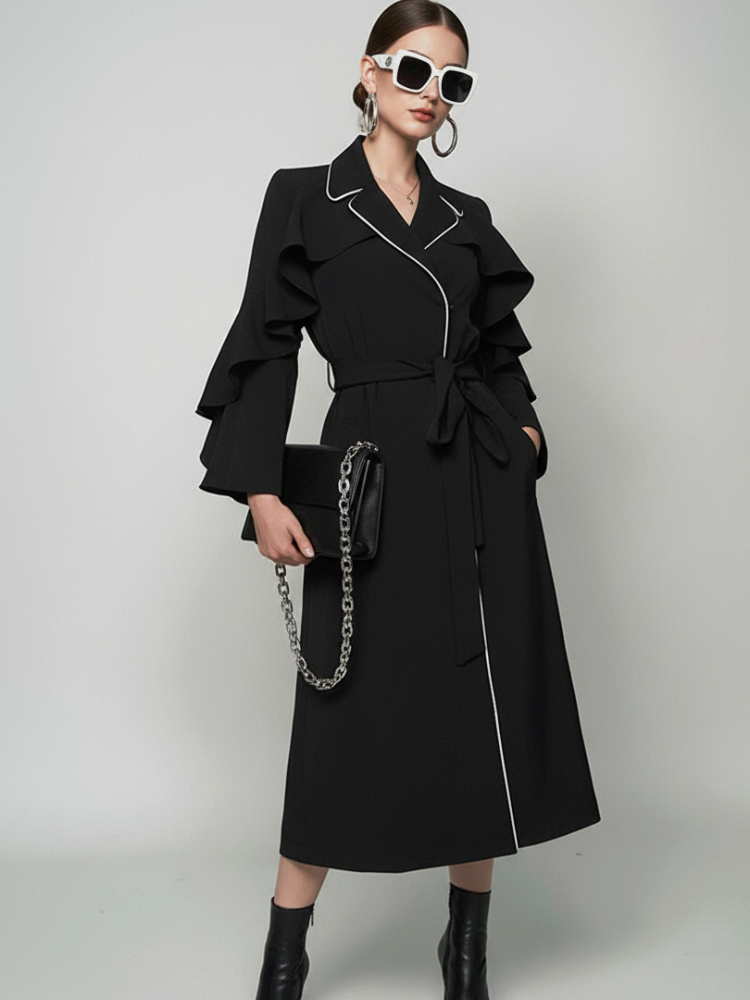 TRIBECA Ruffle sleeves Long Trench Coat BYMANYC ® New York jacket