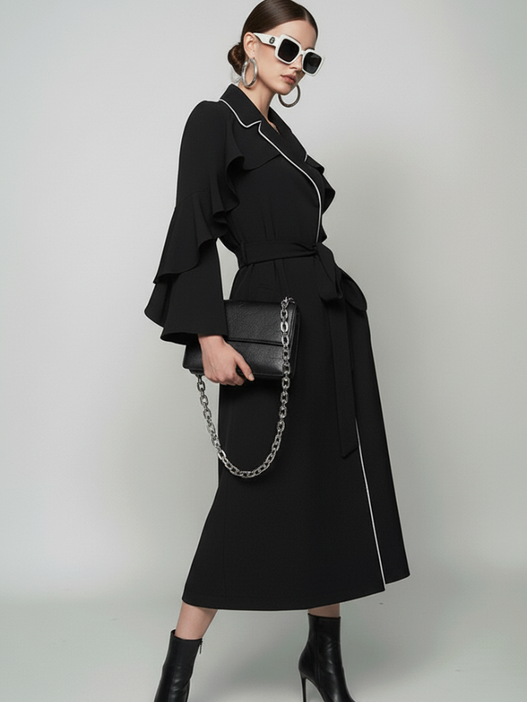 TRIBECA Ruffle sleeves Long Trench Coat BYMANYC ® New York jacket