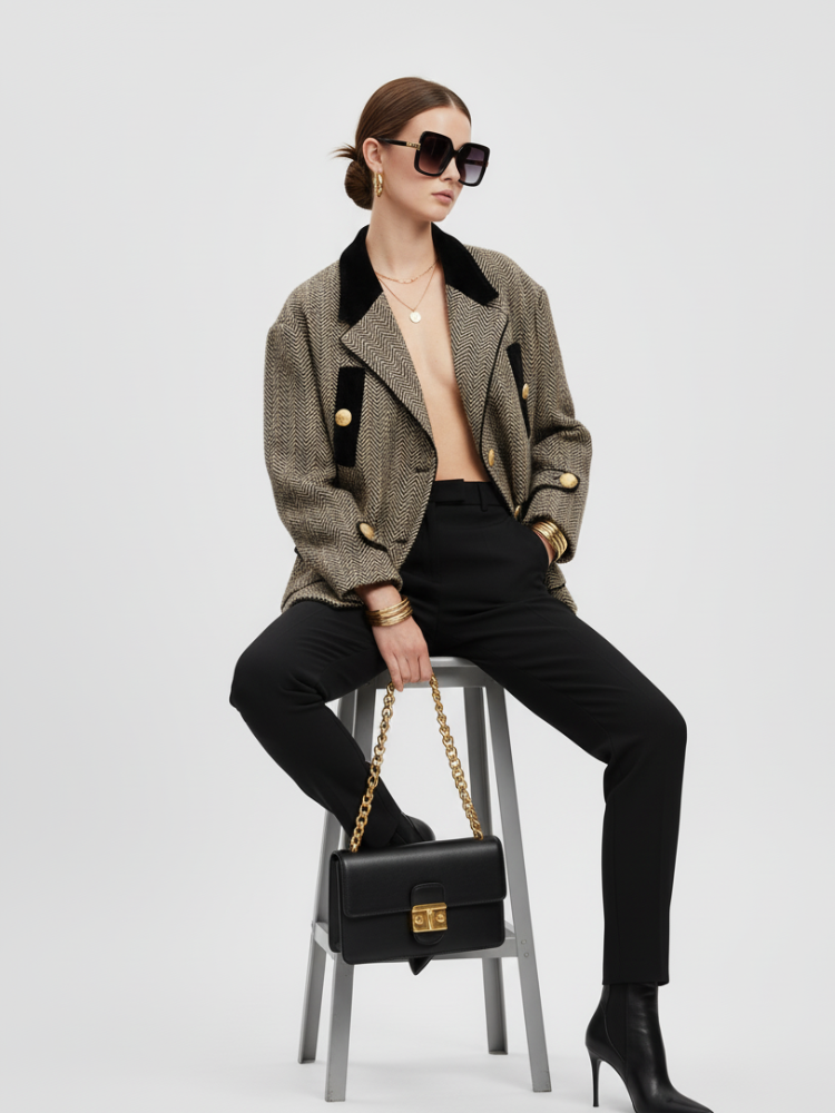 WEST VILLAGE Herringbone Tweed Jacket BYMANYC ® New York Pea Coat